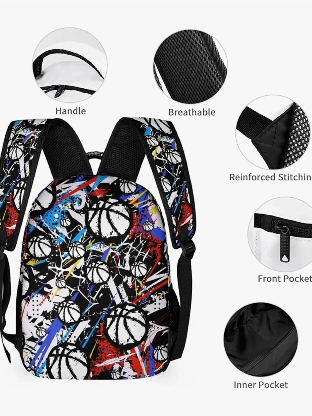 Basketball Backpack for Kids Girls Boys, 17 in Sports Bookbag